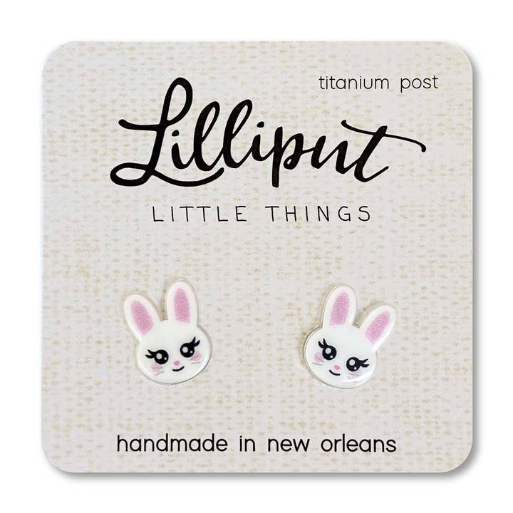White Easter Bunny Earrings / Easter Earrings for wholesale by Lilliput Little Things