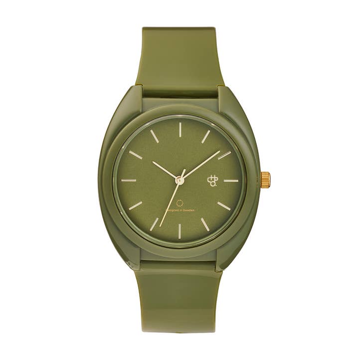Montre-bracelet en plastique recyclé Nima Green Gold pour la vente par CHPO