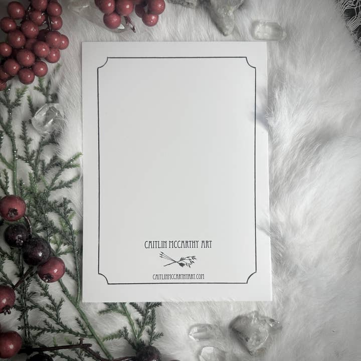 Caitlin McCarthy Art - Wholesale Season's Greetings Card - Yule Goat Holiday Card - Pack of 10 Cards - Winter Solstice3