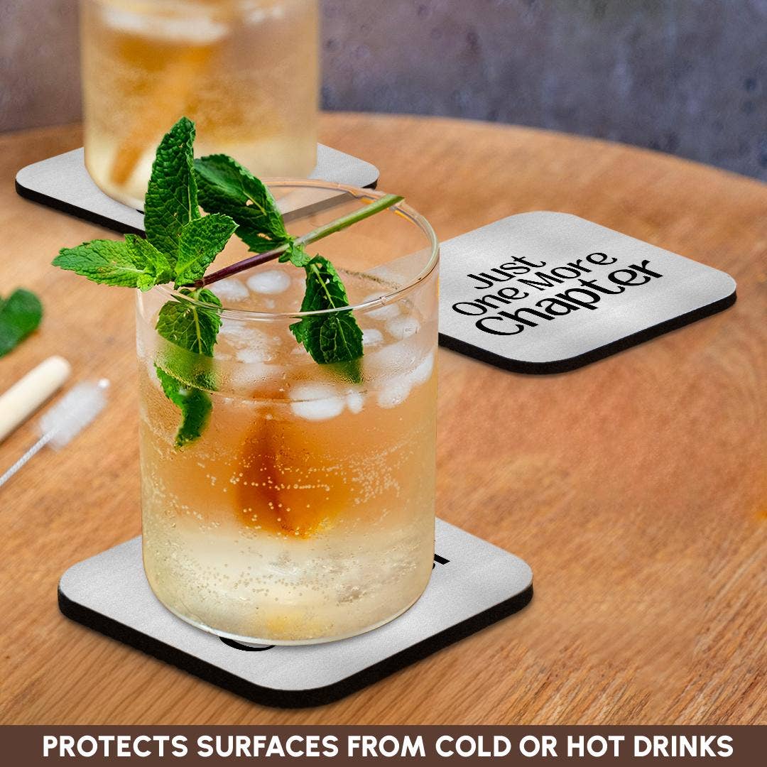 3dRose – wholesale Coasters – 3dRose, Plain Text of Just one more CHAPTER - black and white, Coaster9