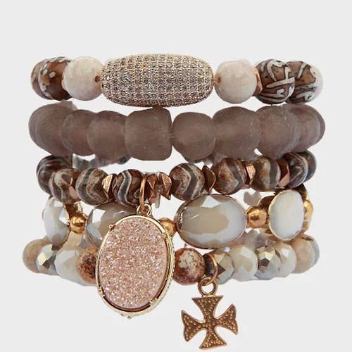 African Sea Glass Stack Bracelet for wholesale by HEATHER FORD