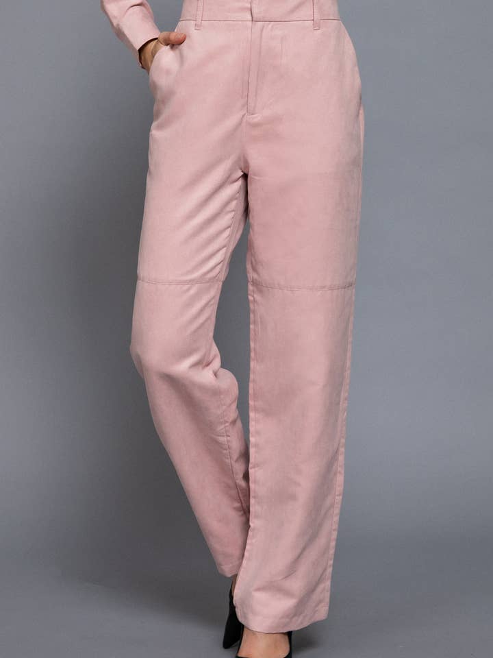 .1006 Faux Suede Straight Leg Woven Pants SI-28565 for wholesale by 42POPS