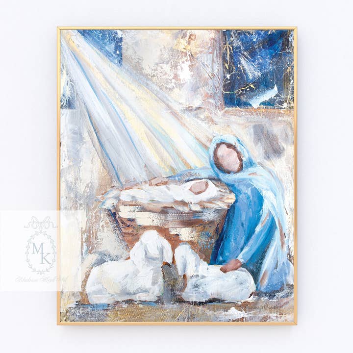 'All is Calm' Mary and Jesus Paper Print for wholesale by Mackenzie Kissell Art