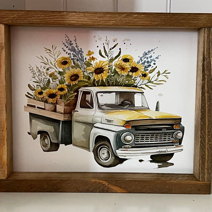 Camion à tournesol vintage pour la vente par Thompsons Handmade Country LLC