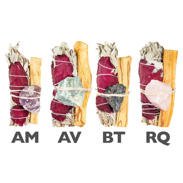 Benjamin International - Wholesale Sage Bundle - Rose Pedals Sage Bundle W/ Gemstone And Palo Santo