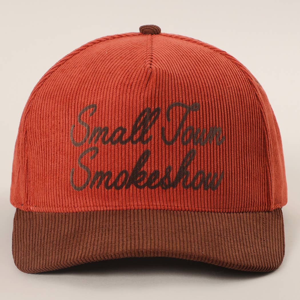 Fashion City - Wholesale Trucker Hat - Unisex - SMALL TOWN SMOKESHOW Heat Press Corduroy Trucker Hat 2
