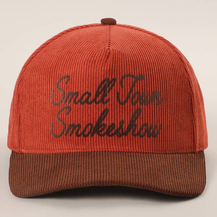 Fashion City - Wholesale Trucker Hat - Unisex - SMALL TOWN SMOKESHOW Heat Press Corduroy Trucker Hat 2