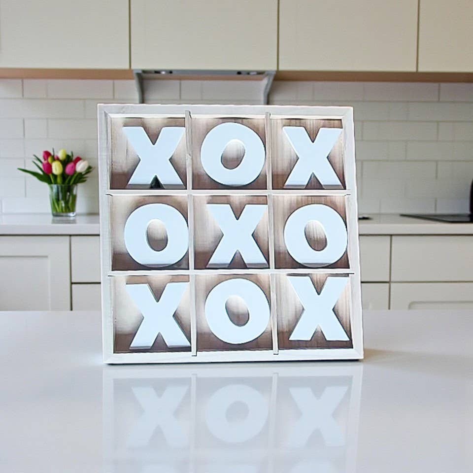 Gia Roma - Wholesale Decorative Tabletop Object - Wooden Tabletop Game + Decor, Tic Tac Toe Wood Game, Rustic54