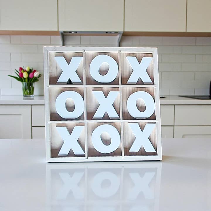 Gia Roma - Wholesale Decorative Tabletop Object - Wooden Tabletop Game + Decor, Tic Tac Toe Wood Game, Rustic54
