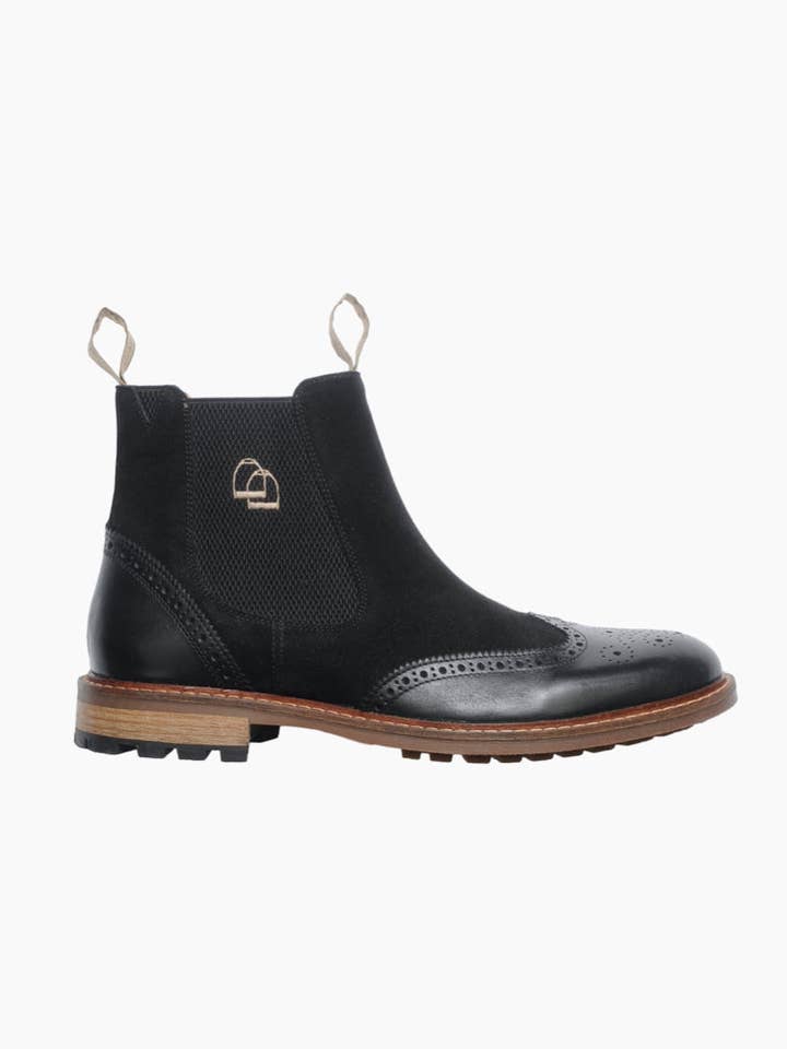 Stivale Brogue Bicolore da Uomo | Combinazione di Pelle Nera e Camoscio per la vendita all'ingrosso da parte di Virgoan Wish LLC