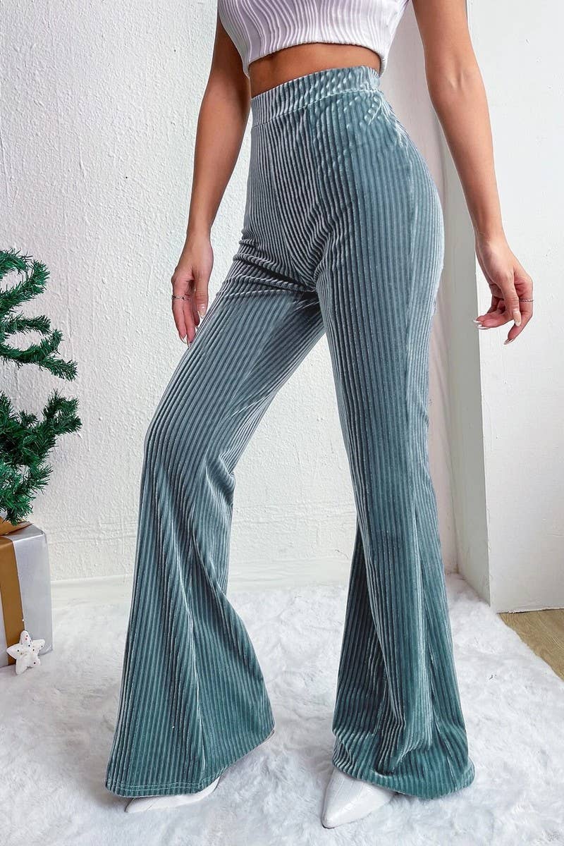 NINEXIS - Wholesale Pants - Women's - CWBLP1369_SOLID COLOR HIGH WAIST CORDUROY FLARED PANTS2