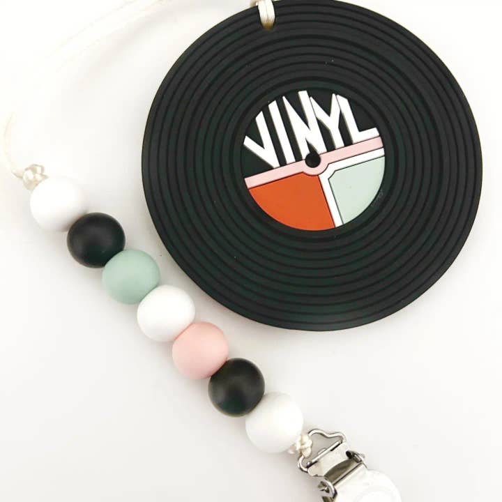 Gummy Chic - Wholesale Teether (Clip-On) - Baby - Vinyl Record Silicone Teething Toy and Clip - Baby Boutique2