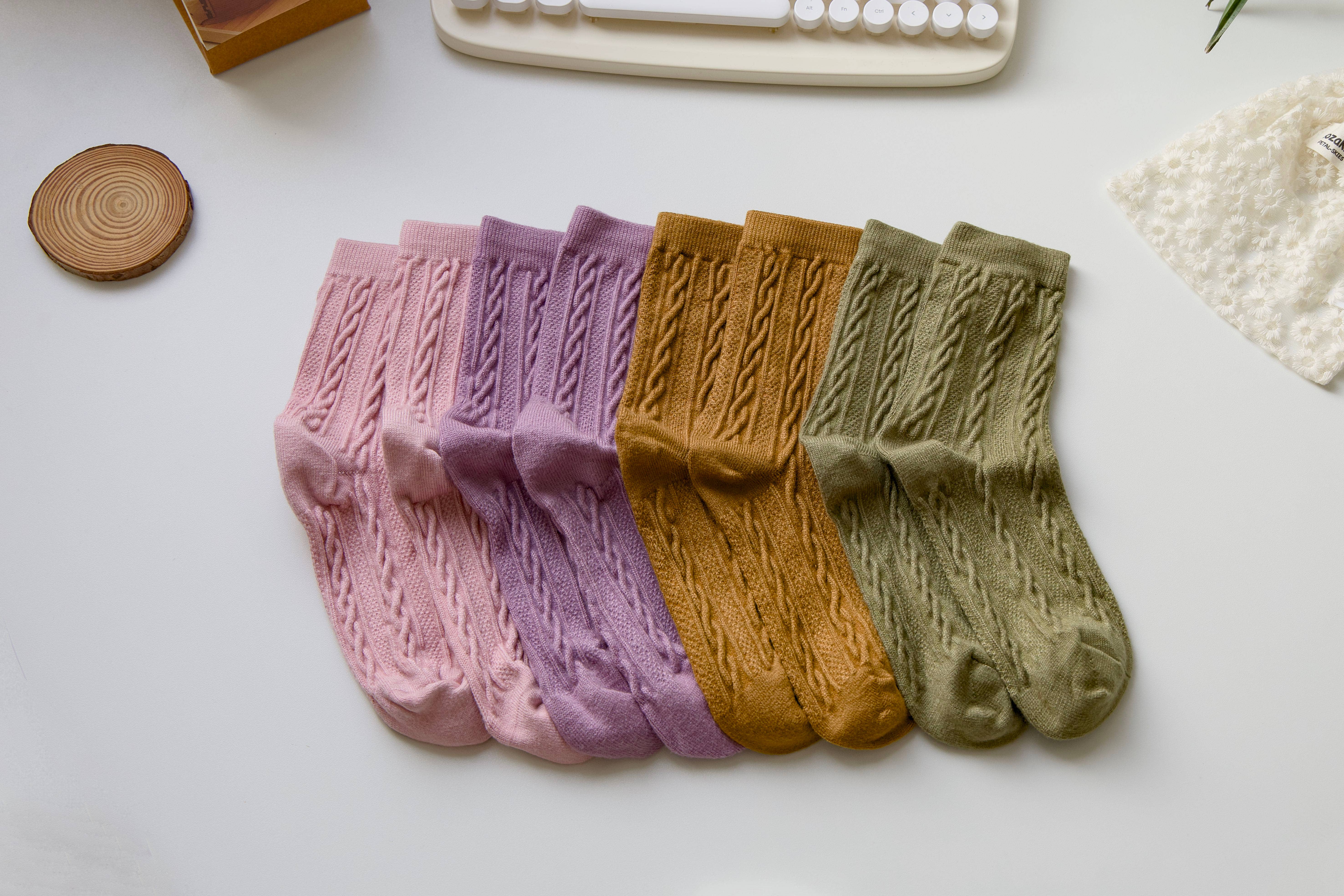 Happy Knits - Venta al por mayor Calcetines - Mujer - Calcetines retro Warm Twist - Calcetines de lana tejidos de color sólido15