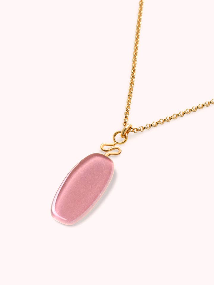 Leme Necklace Rose Quartz – 18K Gold Plated for wholesale by Garda