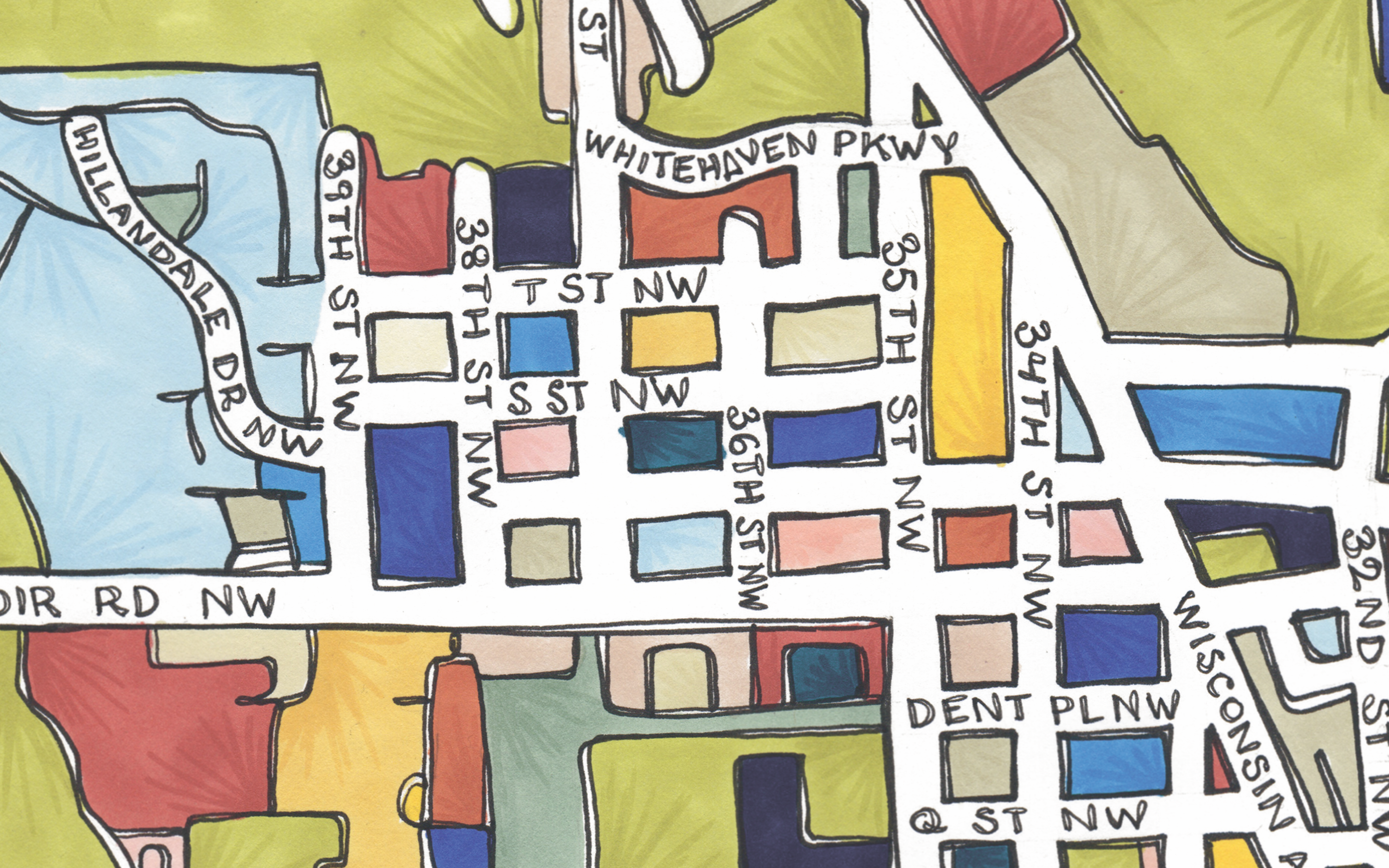 Terratorie Maps + Goods - Wholesale Gewone wenskaart - Georgetown Map Art Wenskaart1