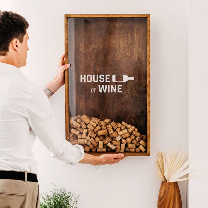 Decorazioni per vino, scatola in sughero per vino «House Of Cards», accessori per vino per la vendita all'ingrosso da parte di The Corkbox Company
