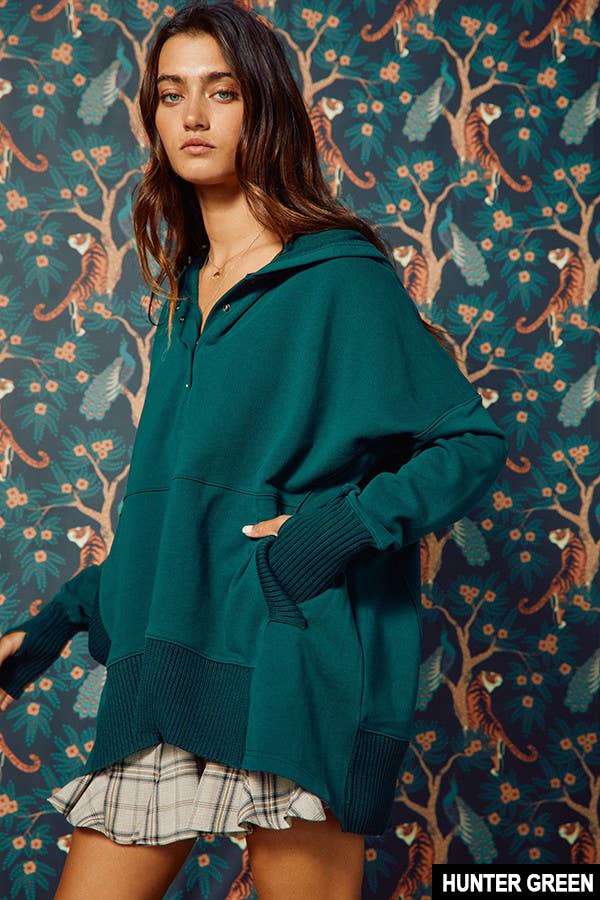 BUCKETLIST INC – wholesale Hoodie – Women's – IT1160B French Terry Oversized Solid Hoodie Top5