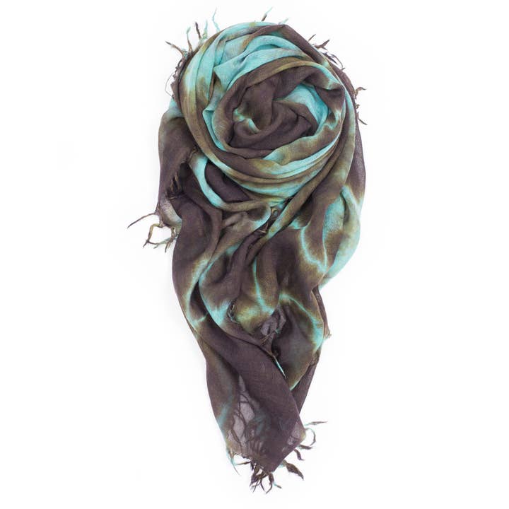 Sciarpa Cashmere Cashmere - Turchese/Castagna per la vendita all'ingrosso da parte di fig & bella