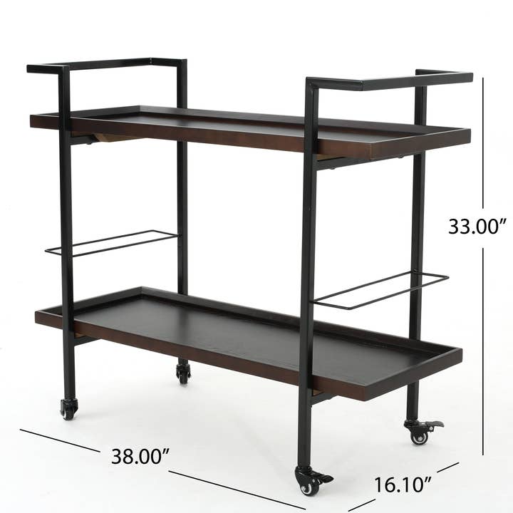 39F Inc. - Wholesale Bar Cart - Industrial Bar Cart with Wood Shelves and Locking Casters21