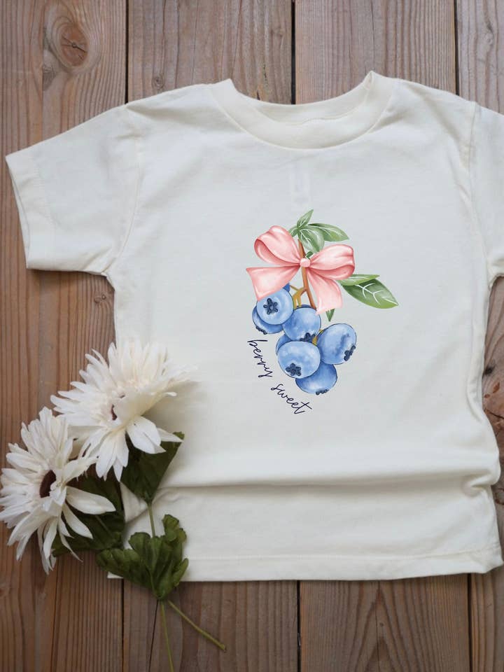 Kid's 'berry sweet' blueberry t-shirt for wholesale by Sunshine Collective