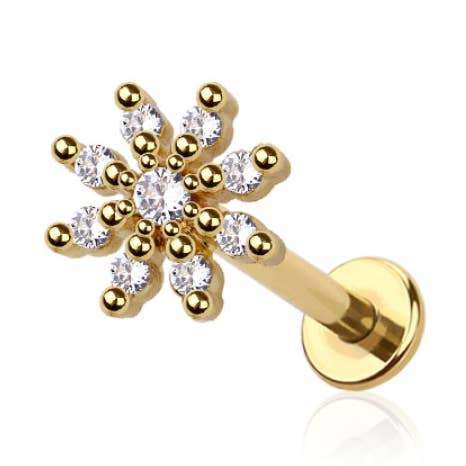 MULTI CZ FLOR 8 PÉTALAS AÇO CIRÚRGICO 316L SEM ROSCA (PUS por atacado de CRAVE BODY JEWELRY