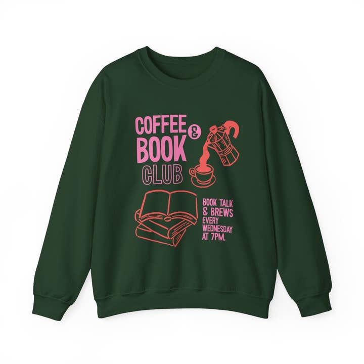 MagicMerchEmporium - Wholesale Graphic Sweatshirt - Unisex - Coffee And Book Club Talk And Brews Sweatshirt3