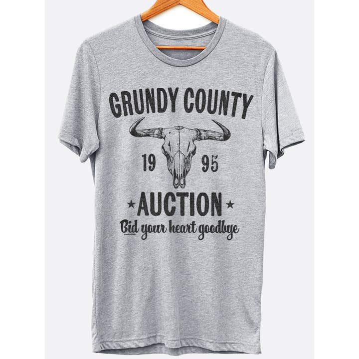 Johnny Threads - Wholesale Screen Printed T-Shirt - Women's - Grundy County Auction 90's Country Music Graphic Tee Shirt