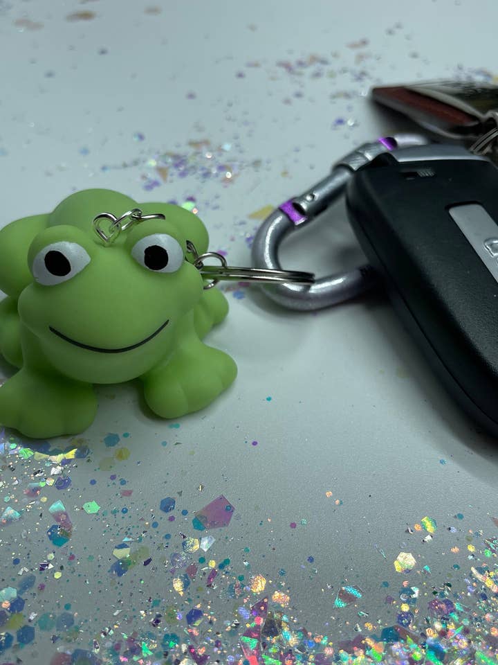 Happy Light Green Rubber Frog Keychains! Cute Froggys on YOUR KEYS! for wholesale by R59Creates