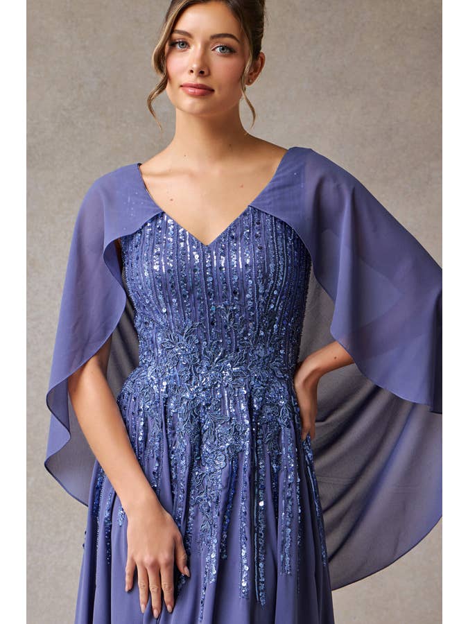 Babyfox Apparel - Vente Robe de soirée – femme - Robe Mère de la Mariée à Manches Courtes avec Capelet et Décolleté Cœur3