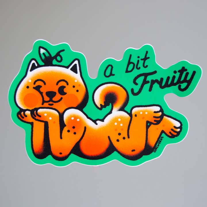 A Bit Fruity Doggy - 3" Vinyl Sticker for wholesale by Curlworks