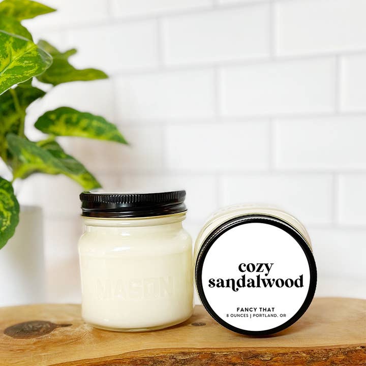 Cozy Sandalwood Soy Wax Candle for wholesale by Fancy That