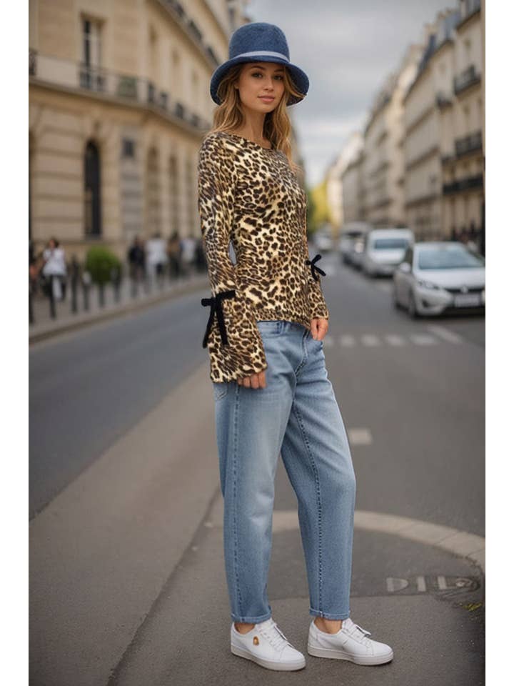 LEOPARD JANE BELL SLEEVE TOP (LEOPARD)-VT3387 for wholesale on Faire