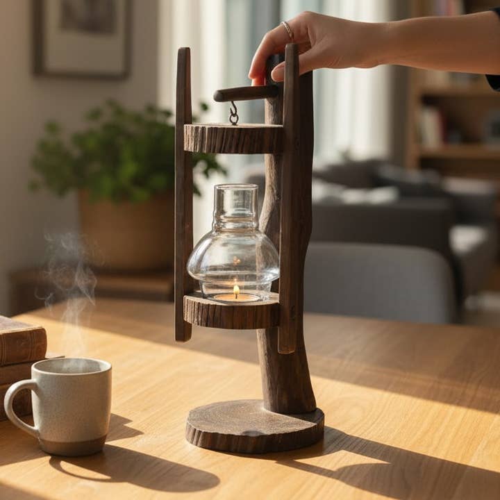 Handcrafted Teak Wood Candle Lantern with Glass Shade for wholesale by Handicraft Heaven