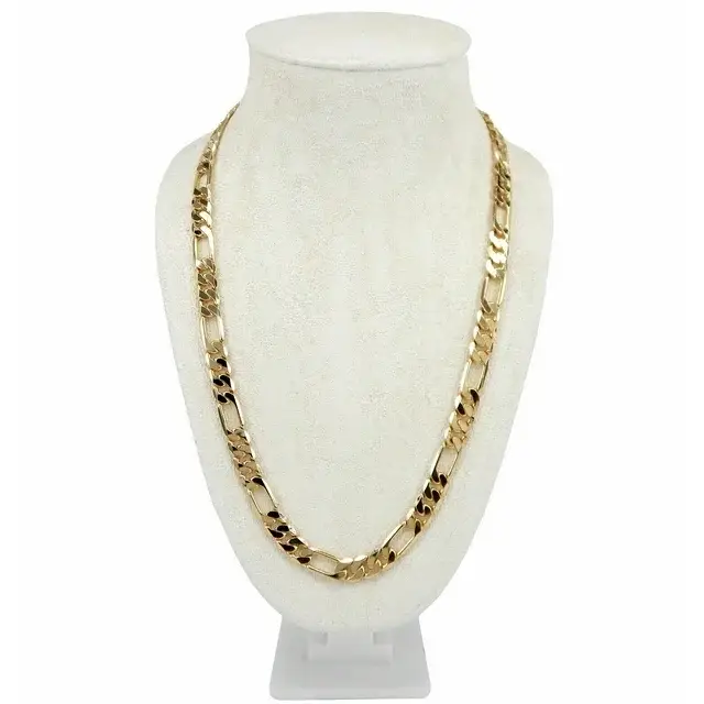 Karrbear - Wholesale Link & Chain Necklace - 4mm Figaro Chain Necklace 24k Gold for Men Wome0