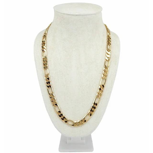Karrbear - Wholesale Link & Chain Necklace - 4mm Figaro Chain Necklace 24k Gold for Men Wome