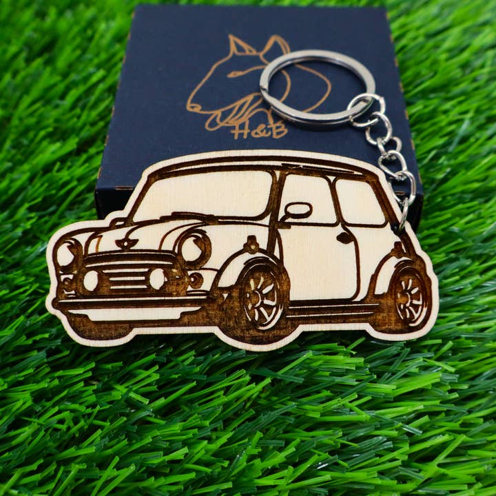 Herbs&Belles - Wholesale Keychain - Unisex - Vintage Car Wooden Colorful Keychain, Classic Automobile13