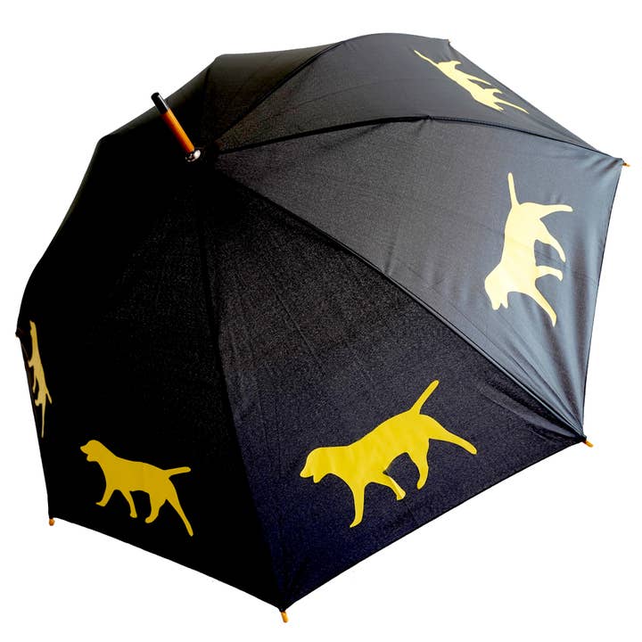 The San Francisco Umbrella Company - Wholesale Umbrella - Unisex - Black Umbrella Featuring Yellow Labrador Retriever