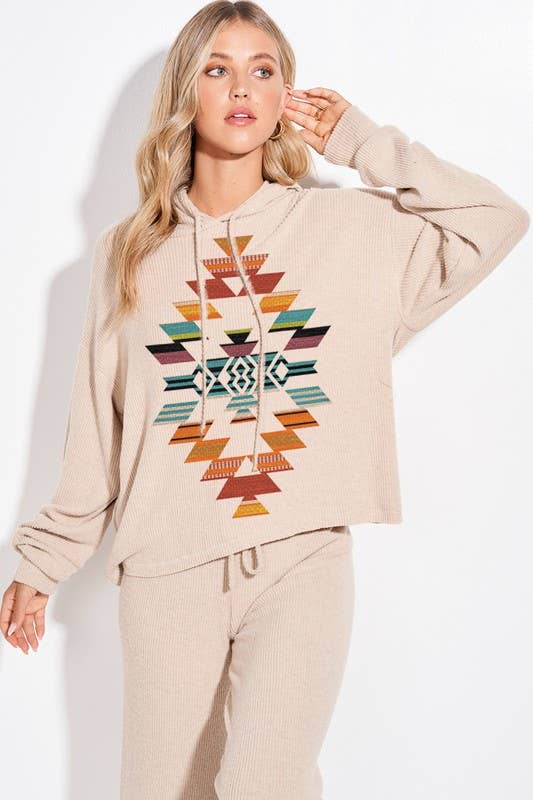 MintChoco - Wholesale Lounge Set - Women's - Aztec print rib loungewear set p9