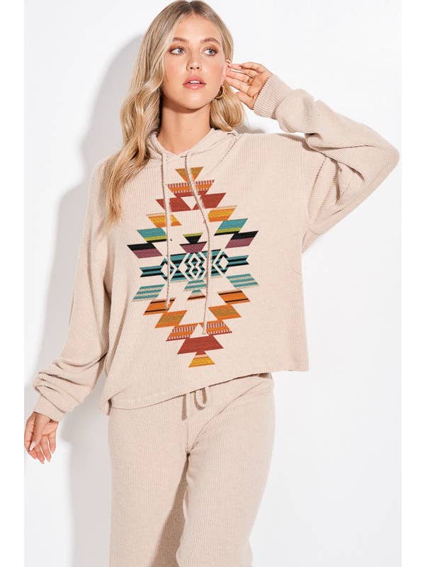 MintChoco - Wholesale Lounge Set - Women's - Aztec print rib loungewear set p9