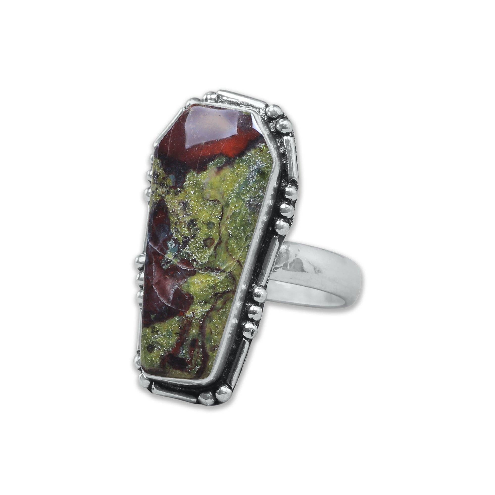 Handmade Jewels – wholesale Cocktail/Statement Ring – Hantverksmässiga kistformade statementringar – Blandade ädelstenar (US-storlekar 6–10, Ej justerbara)3