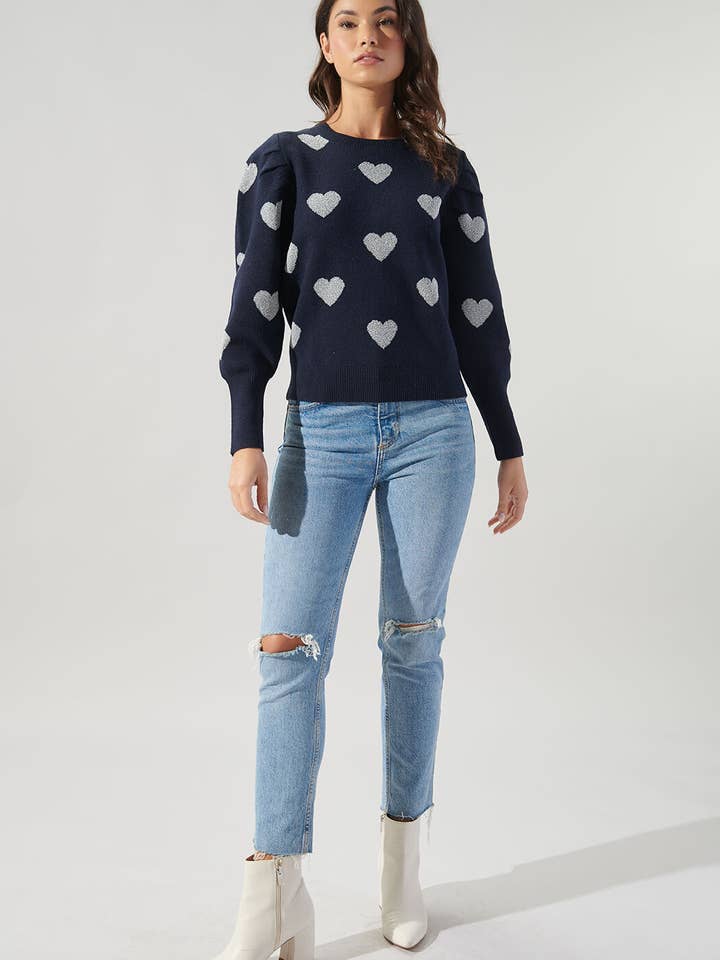 Sugarlips - Wholesale Knit Sweater - Women's - Sweetheart Lurex Puff Sleeve Sweater8