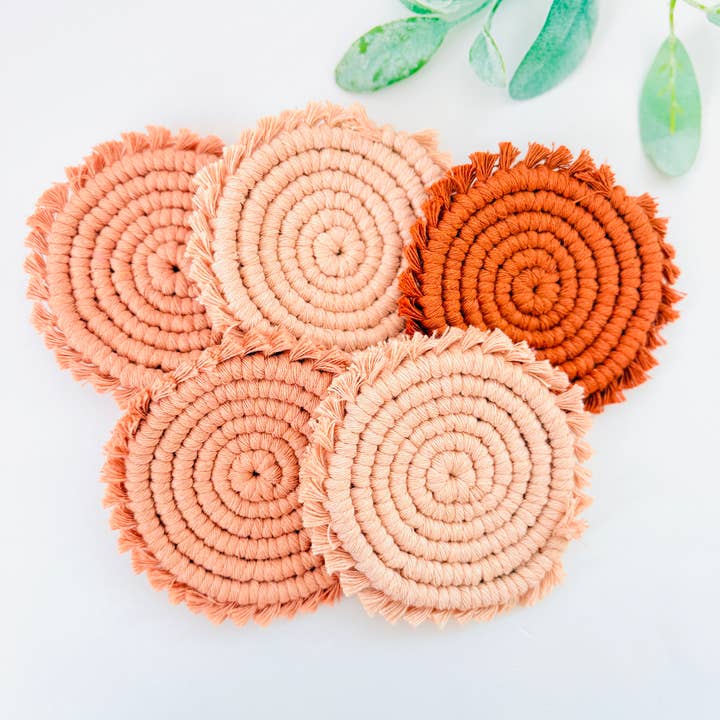 Handmade Boho Macramé Coaster | Neutral Cotton Drink Coaster for wholesale by MarissaDDesigns