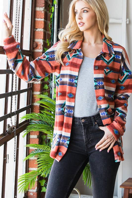 RUGGINA/MULTI GIACCA AZTECA MULTICOLORE CON MANICHE A SBUFFO EJ6712-10 in vendita all'ingrosso su Faire8