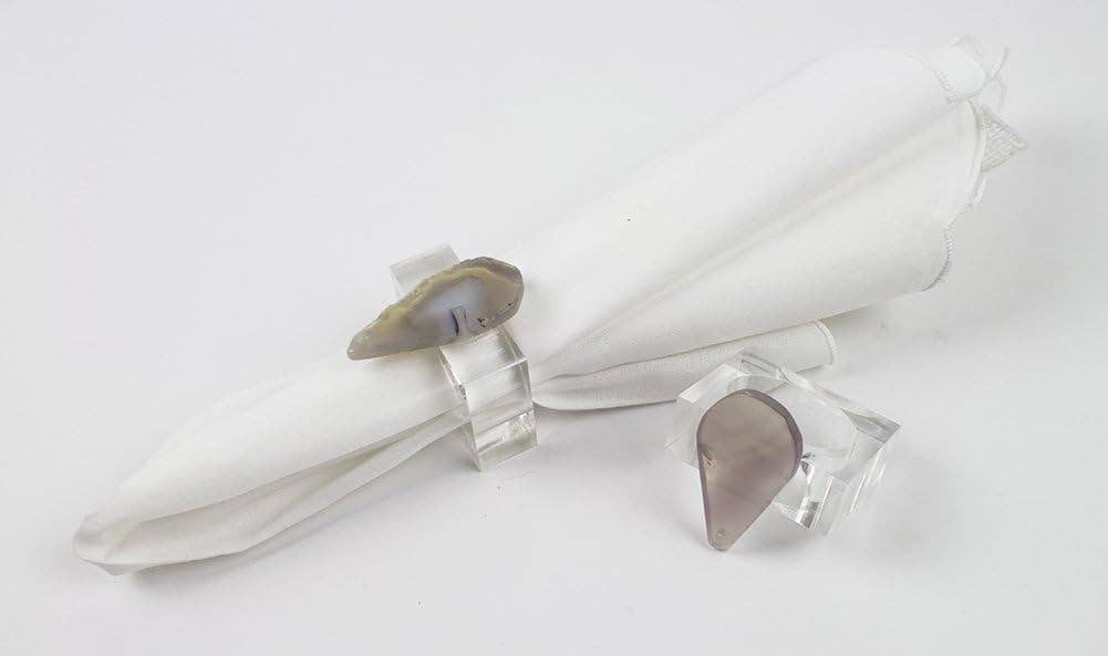 Fennco Styles - Wholesale Napkin Ring - Gray Agate Natural Stone Napkin Ring1