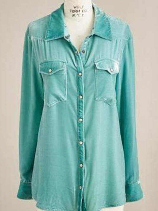 Flarix - Wholesale Button Down Shirt - Women's - Vintage-Wash Button-Up Long Sleeve Shirt2