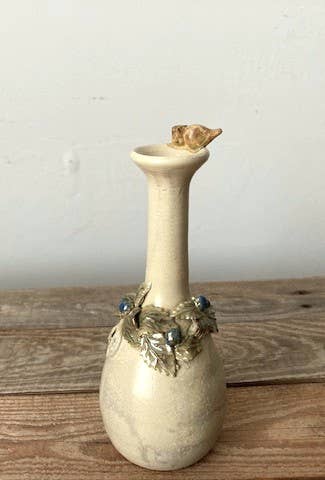 L'Officina - Vendita all'ingrosso Vasi - "Uccellini e rovi" Romantico vaso a bottiglia collo alto 1