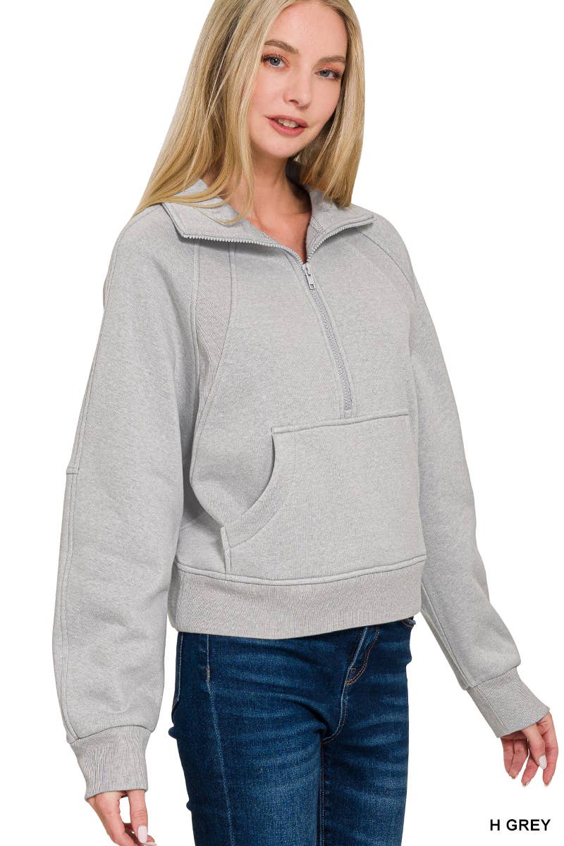 42POPS - Wholesale Sweatshirt - Women's - `.Half Zip Cropped Pullover10
