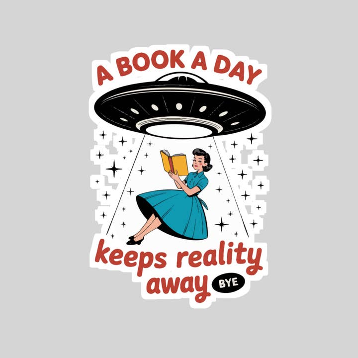 Purely Bookish - Wholesale Sticker - A Book a Day Keeps Reality Away β 3" Waterproof Bookish Sticker with Holo Overlay β Reading, Books, Reader Gift, Book Lover