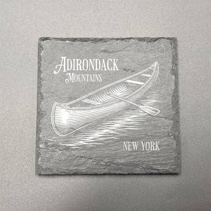 Adirondack Etching LLC - Wholesale Coasters - Canoe Personalized - Slate Coaster2