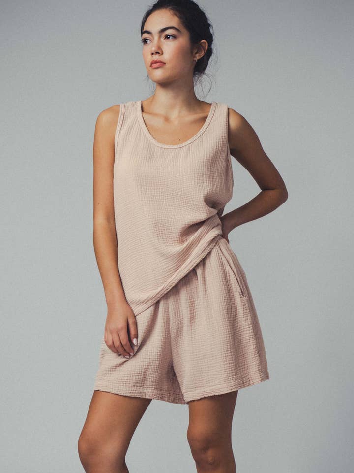 Urban Daizy - Wholesale Tank Top - Women's - Vintage Washed Double Gauze Tank Top2